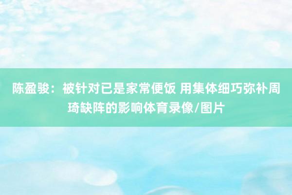 陈盈骏：被针对已是家常便饭 用集体细巧弥补周琦缺阵的影响体育录像/图片